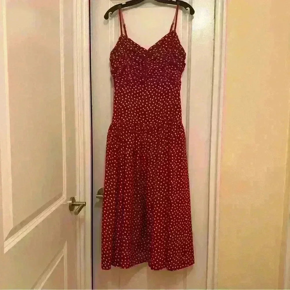 Rebecca Taylor blurry heart silk midi dress in red - Picture 7 of 13